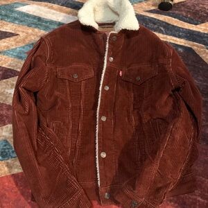 Levi's Brown Corduroy Jacket with White Sherpa Lining
